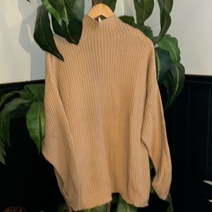 Super oversized American Eagle Sweater • cowl neck turtle neck •  medium • tan